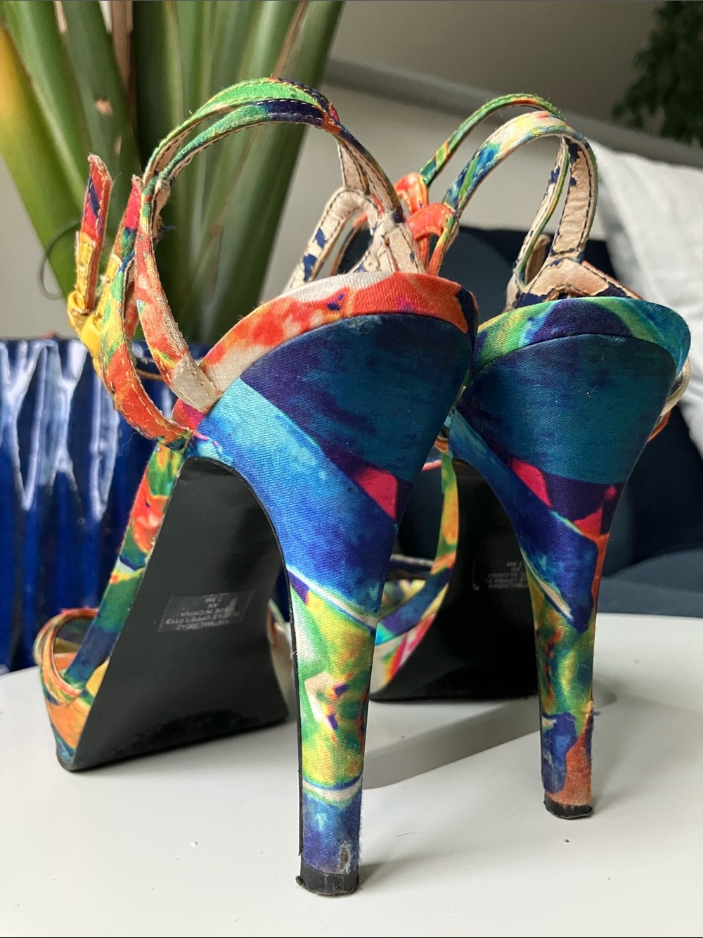 •Nine West• Skinny Platform Rainbow Heeled Strappy Sandal - Picture 4 of 9